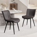YOUNUOKE Dining Chairs Set of 2 Upholstered Mid Century Modern Kitchen Chair Comfortable Armless Faux Leather Accent Chair with Metal Legs for Guest Waiting Reception Living Room Dark Brown