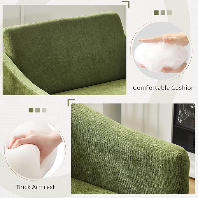 Bezseller Oversized Accent Chairs Set of 2 41'' Wide Seat Comfy Armchair with 2 Pillows Upholstered Big Reading Chair Modern Single Sofa Chair for Living Room Bedroom Apartment Office Green