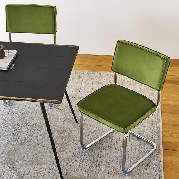 Velvet Dining ChairsMid Century Morden Dining Chairs Minimalistic Style Kitchen &amp Dining Room Chairs Upholstered Comfort Chairs with Chrome Metal Legs