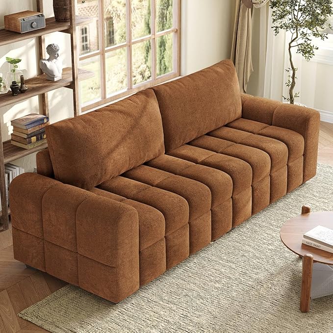 ONBRILL 82 Loveseat Sofa Modern Chenille Sofa Couch for Living Room Pull Point Seat Cushion Easy Assembly Comfy Love Seat for Small Spaces Bedroom Apartment Orange