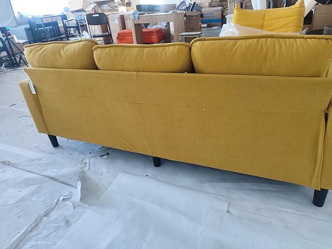 KINTNESS 78” 3 Seater Sofa Couch for Living Room Modern Sectional Sofa with Deep Seat &amp Armrest Pillow Comfy Sofa Set for Bedroom Apartment and Office Removable Covers Non-Slip Yellow | COTT