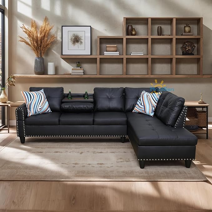 L-Shaped Combination Sofa Set Luxurious Synthetic Leather Living Room Sofa Suitable for Living Rooms Bedrooms Apartments and Offices
