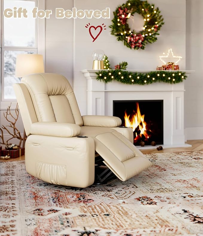 GarveeHome Power Lift Recliner Chair - Heat and Massage Faux PU Electric Lift Recliner Chair for The Elderly Adjustable Back and Legs Designed for The Elderly and People with Mobility impaired