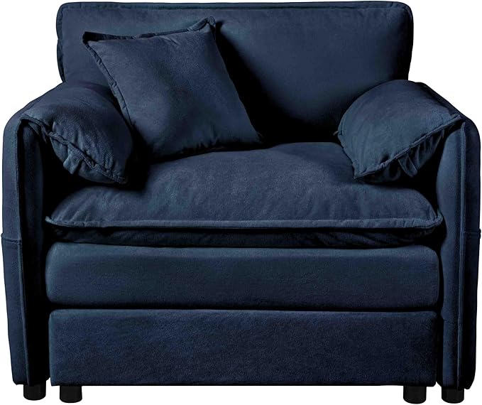 Modular Oversized Sofa Chair - 41.73 Chenille Upholstered Armchair w/Removable Pillow &amp Storage Pockets Heavy Duty 800lbs Capacity DIY Sectional for Living Room &amp Apartment (Blue)
