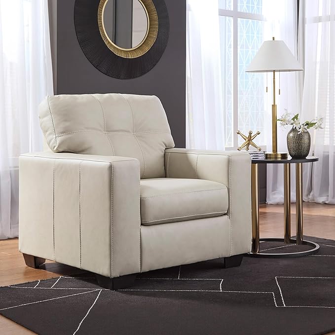 Signature Design by Ashley Santorine Classic Leather Match Upholstered Chair Beige