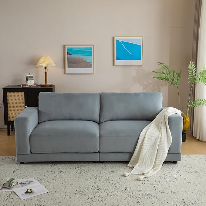 Merax 81'' Modern 2 Seater Arm Sofa with Soft Fabric UpholsteryLoveseat for Small Spaces Durable Frame Easy Assembly Couches for Apartments &amp Living RoomsGray