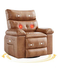 GarveeHome Power Rocker Swivel Recliner Chair - Heat and Massage PU Leather Electric Glider Rocking Chair with USB Port Glider Recliner Nursery Chair for Living Room Bedroom Nursery