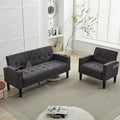 TYBOATLE Sofa Couch Living Room Furniture Sectional Sofa Sets 2 Pcs Tufted Mid-Century Loveseat w/USB Cupholders &amp Comfy Single Sofa for Small Space Apartment Office (Dark Grey)