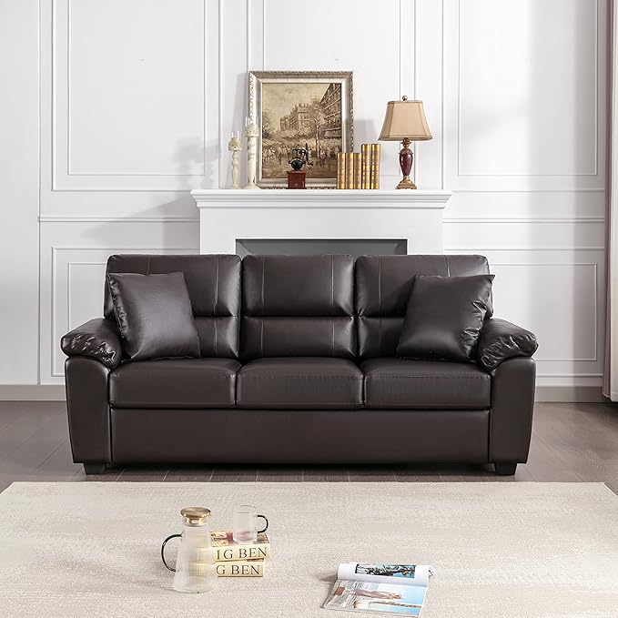 Morden Fort Faux Leather Sofa Couch Modern Luxury and Comfy Furniture Sleeper Couches for Living Room Apartment Office Lounge Room