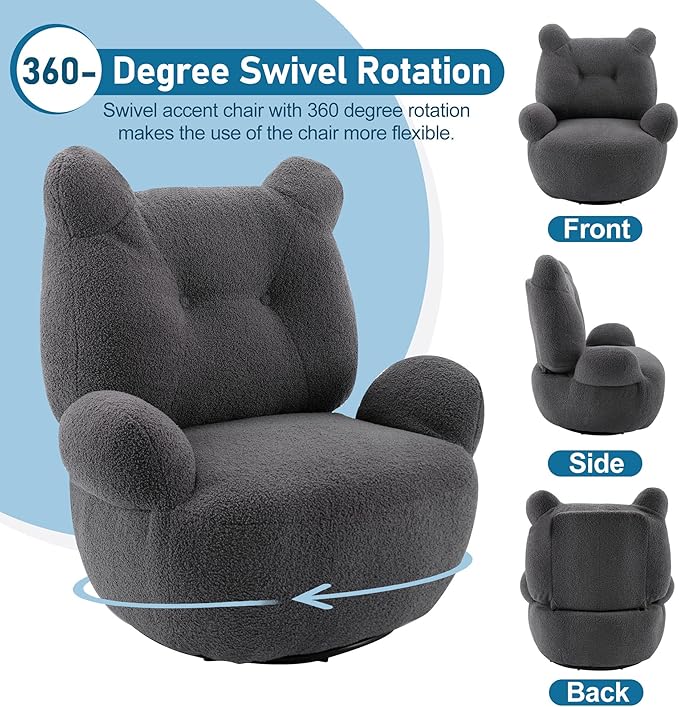 wivel Accent Chair Teddy Short Plush Particle Velvet Armchair360 Degree Swivel Barrel Chair for Living Room Hotel Bedroom Office Lounge
