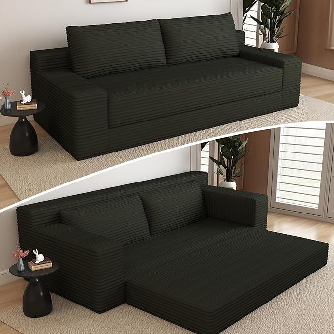 Cloud Loveseat Sofa Modern Corduroy 2-Seater Couch with Deep Seat No Assembly Required Memory Foam Sofa Boneless Sofa in a Box for Bedroom Apartment OfficeSmall Space (Dark Grey70.87in)