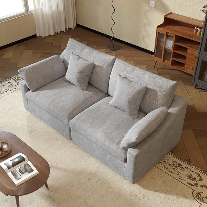 JACH Cloud Sectional Couches for Living Room Modern Convertible Modular Couch Love Seat Sofas Sofa Covers Removable Comfy Sectional Couch for Living Room Apartment (Light Grey)