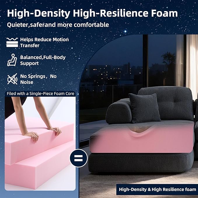 104 Modular Sectional Sofa 8-in-1 Convertible Sleeper Couch with Pet-Friendly Chenille Fabric High-Density Foam Floor Seating for Living Room Apartment (Dark Gray)