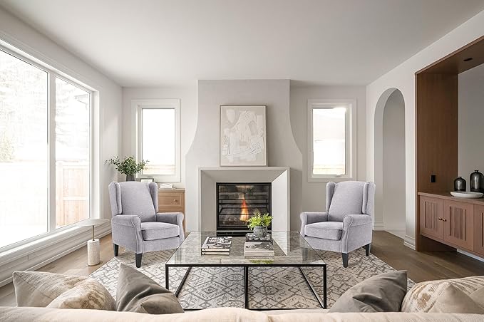 Accent Chair Set of 4 Modern Living Room Chairs with Wingback Comfy Upholstered High Back Single Sofa for Bedroom Mid-Century Reading Armchair Sillas para Sala