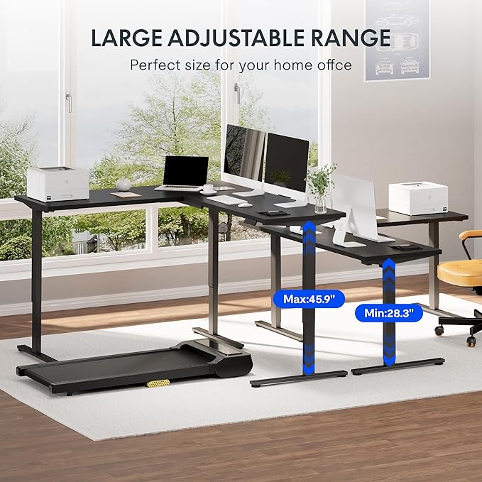 FLEXISPOT L Shaped Standing Desk 63 x 55 Inch Electric Height Adjustable Corner Desk Sit Stand Computer Workstation Preset Controller Home Office Black Frame with Black Top