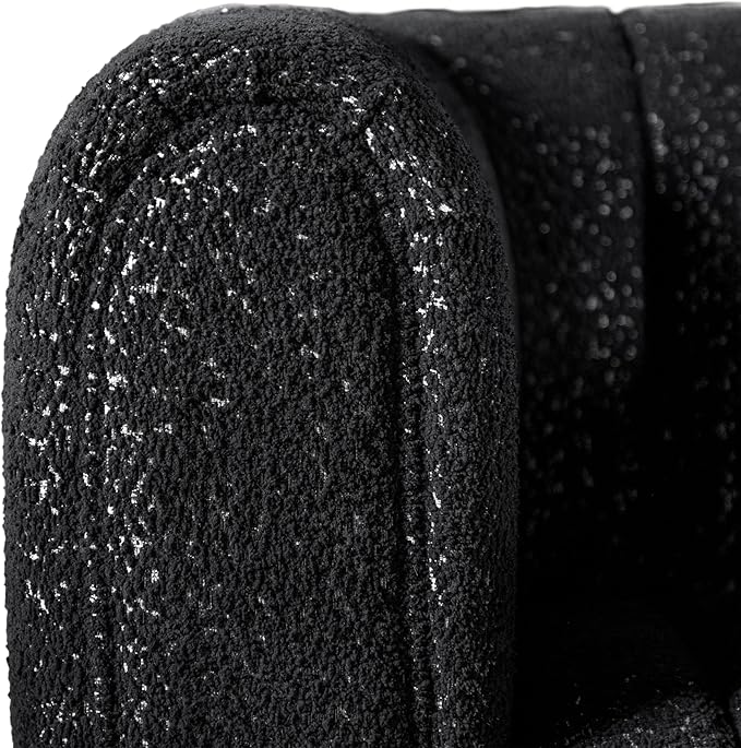 Furniture of America Glamour Contemporary Vertical Channel Tufted Boucle Accent Chair with Wooden Legs Fabric Upholstered Armchair for Living Room Bedroom Office Black
