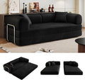 78.8'' Convertible Sofa Bed Boneless Couch in a Box Modular Corduroy Comfy Foldable Sleeper Compression Sofa Loveseat Couches for Living Room (Black 78.8 inch)