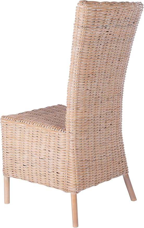 SAFAVIEH Home Allen Coastal Natural White Wash Rattan Accent Chair (Set of 2)