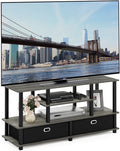 Furinno JAYA Large Stand for up to 55-Inch TV French Oak 47. 63(W) x 15. 55(H) x 22. 79(D) Inches. Grey/Black