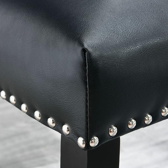 Parson Dining Chairs Set of 2 Nailhead Trim Contemporary Accent Chair for Dining Table Modern Upholstered PU Leather Chairs for Bedroom Vanity Living Room Kitchen