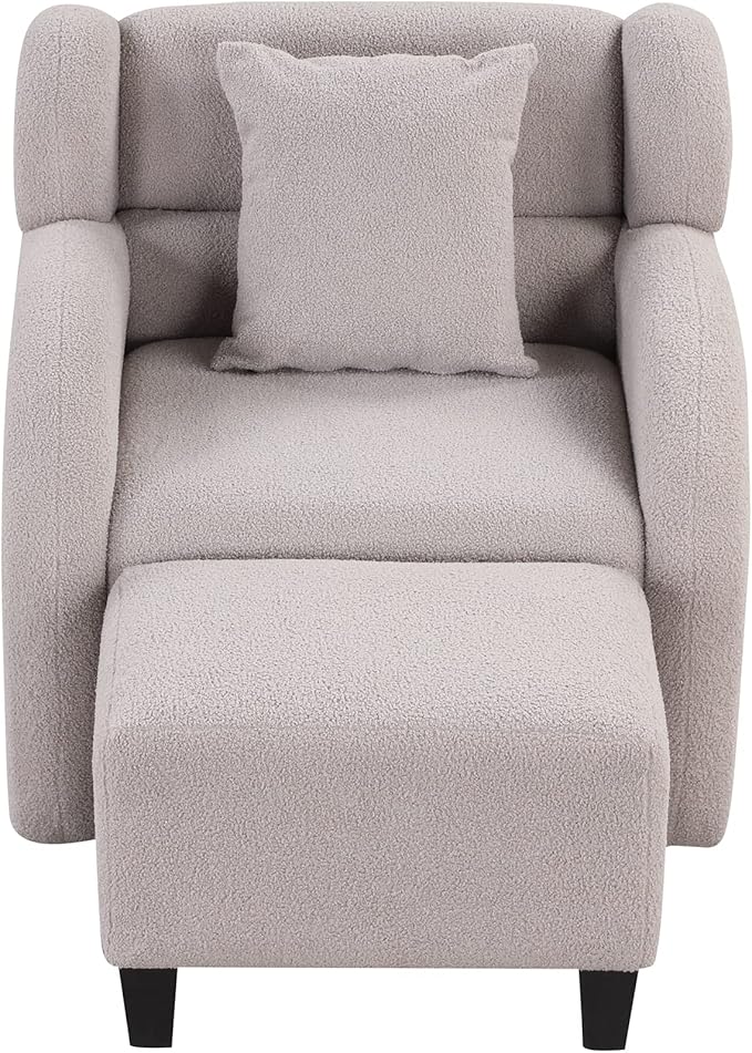 Generic Swivel Accent Chair with Ottoman Short Plush Particle Velvet Armchair360 Degree Swivel Barrel Chair with Footstool for Living Room Hotel Bedroom Office LoungeGrey