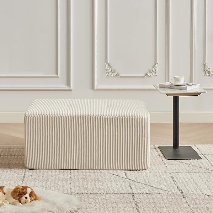 Modular Sectional Sofa with Movable Ottoman Seat Deep Seat Couch with Pillows Comfy Cloud Sectional Sofa for Living Room Bedroom and Apartment (White 1 Ottoman)