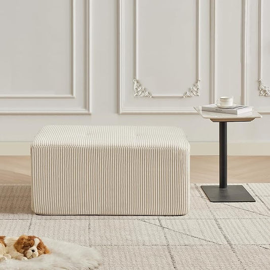 Modular Sectional Sofa with Movable Ottoman Seat Deep Seat Couch with Pillows Comfy Cloud Sectional Sofa for Living Room Bedroom and Apartment (White 1 Ottoman)
