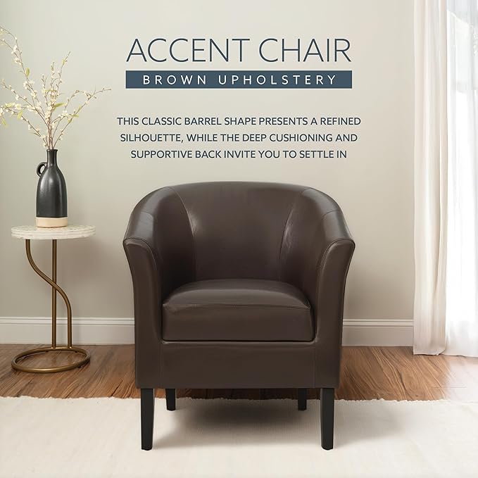 Linon Home Dcor Linon Home Decor Simon Club Chair 33 x 28.25 x 25.5 Brown