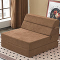 jela Foldable Sofa Bed Large Soft Foam Convertible Sleeper Chair Luxury Miss Fabric Fold Out Chair Bed Floor Couch with Back Support Floor Sofa for Living Room Bedroom (83x33Coffee Brown)