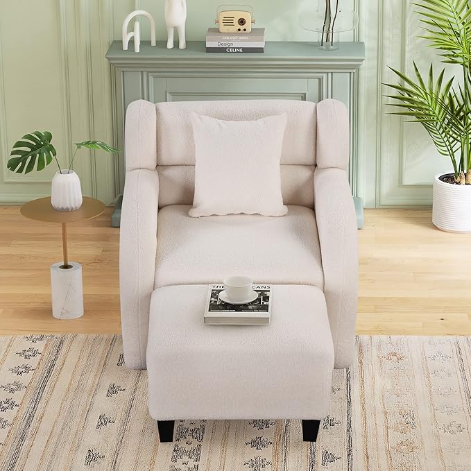 Generic Swivel Accent Chair with Ottoman Short Plush Particle Velvet Armchair360 Degree Swivel Barrel Chair with Footstool for Living Room Hotel Bedroom Office LoungeWhite