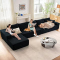 Cloud Modular Sectional Sofa for Living Room167x69.7 W Oversized L-Shaped Couch with 7 PillowsBig Comfy Couches SetFluffy Deep-Seat Corduroy Sofa with ChaiseNo Assembly (BlackLeft-Facing Chaise)