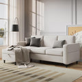 Sectional Sofa and Couches for Living Room - 78'' Beige 3 Seat L-Shaped Couch with Storage Ottoman Modern Linen Convertible Sectionals Sofas with Chaise for Apartment Office Small Space