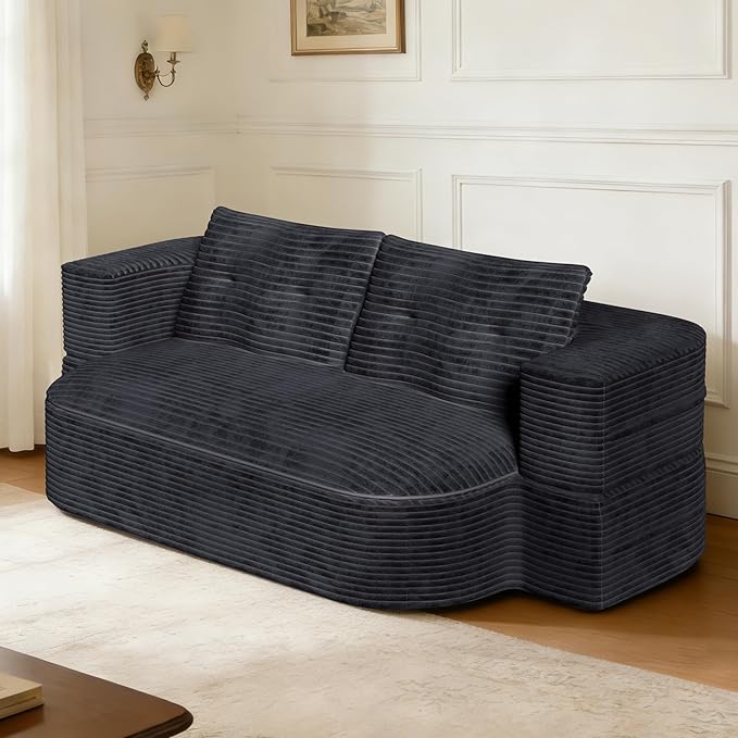 2 in 1 Convertible Compressed Sofa Bed 51.2'' Modern Boneless Loveseat Sleeper in a Box Floor Mattress Futon Couch No Assembly Needed Space Saving Dark Grey 2 Pillows &amp Blanket Full for Ho