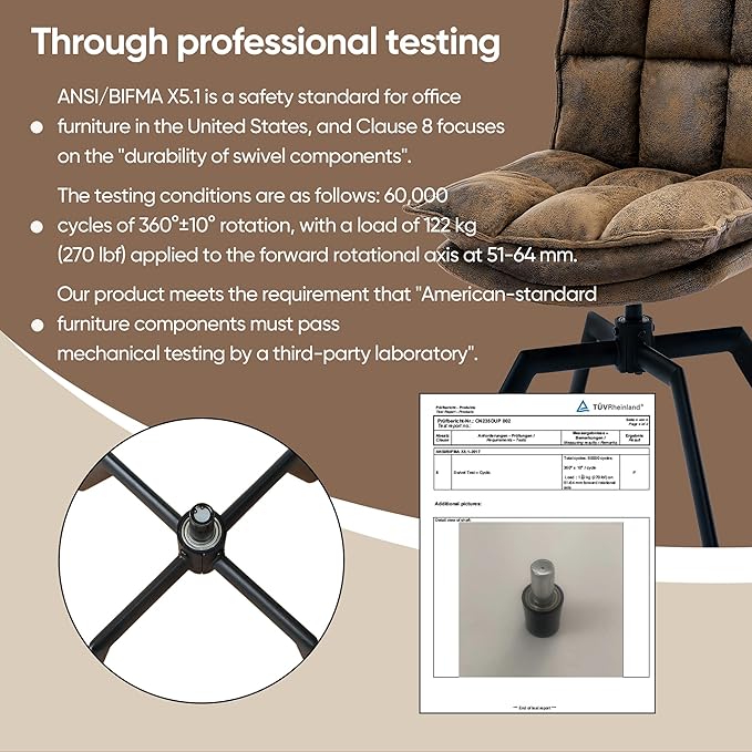 KEEZY Mid-Century Modern Accent Chair Set of 2 Cat-Scratch Leather Vanity Chair with 360° Auto Return Swivel High Density Padding &amp Metal Legs Ideal for BedroomLiving Room andHome Office（Brown