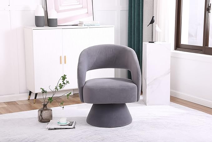 Swivel Accent Chair Armchair Round Barrel Chair in Fabric for Living Room Bedroom Grey