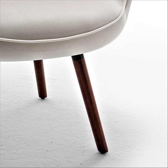 Chic Accent Arm Chairs for Living Room Bedroom or Home Office Button-Tufted Midcentury Armchair with Wingback Design and Splayed Legs Ivory