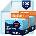 Chucks Pads Disposable Adult Underpads [100-Pack] 36x36 XXXL Super-Absorbent Incontinence Bed Pads – Large Leak-Proof Mattress Protector Pee Pads for Adults Seniors Kids &amp Pets