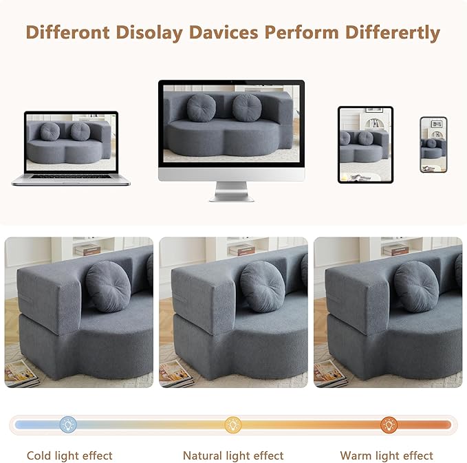 2-in-1 Folding Sofa Bed with Pillow No Assembly Futon Twin Size Sofa Bed Breathable Linen-Cotton Convertible Couch Bed for Living Room and Guest Room 75.5 InchGrey