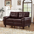 59W Faux Leather Sofa Loveseat Couch with Hidden Storage &amp Tufted Backrest Upholstered Mid Century Modern Couch Deep Seat Comfy Chesterfield Sofa for Livingroom Bedroom Office(2 Seater Burgu
