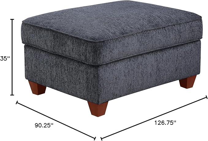 127 L-Shaped Sectional Couch with Movable Ottoman&amp6 Throw Pillows7 Seat Chenille Upholstered Sofa W/2 Cup HolderUSB Port&ampHidden Storage BoxDIY Combinationfor Living RoomApartmentDark Gr