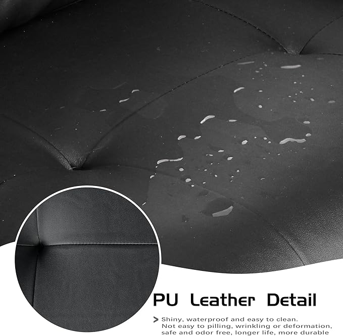 60 Loveseat Sofa for Living Room Mid Century Mini Black Couch Tufted Leather Love Seat Furniture Comfy Office 2 Seat Small Couches for Small Spaces Bedroom Apartment