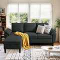 80 Convertible Sectional Sofa Small L Shaped 3 Seat Couch with Reversible Chaise Modern Fabric Sofa Couches for Living Room Apartment and Small Space Black