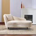 Christopher Knight Home Harlow Velvet Upholstered Chaise Lounge Chair Indoor Wooden Chaise Lounge Sofa with Accent Pillow Living Room Lounge Chair with Left Armrest Beige