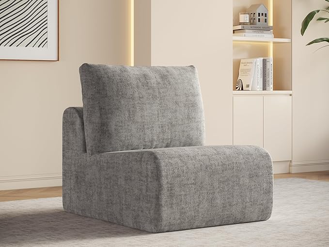 EASE MOOSE Milddle Module Seat for Sectional Modular Boneless Cloud Couch Armless Chair for Boneless Modular Cloud Sofa Light Grey