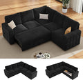 86 Sectional Sleeper Sofa Bed Sleeper Couch with Pull out Bed L Shaped Couch with Storage Modular Sectional Sofa Sectional Couches for Living Room&ampApartment Convertible Sofas Black Couches