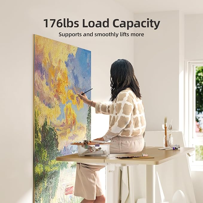 INNOVAR Electric Standing Desk Adjustable Height Stand up Desks 63 x 24 Inches Sit Stand up Desk for Home Office Computing 3-Preset Memory Height Ergonomic Rising Desks Nature
