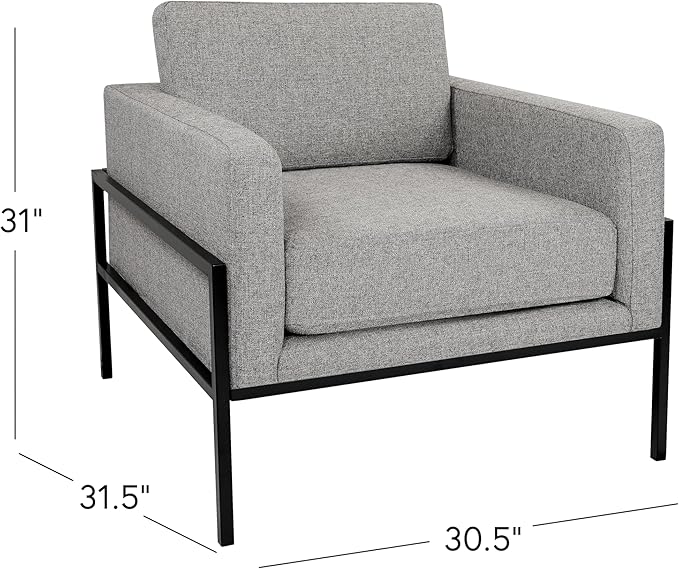 HomePop Modern Metal Frame Accent Chair|Homepop Home Décor|Accent Chairs for Living Room &amp Bedroom - Sustainable Gray Woven