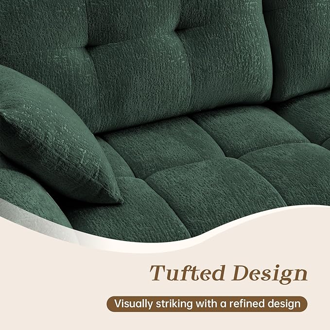 Leyu&ampHafort Modular Sectional SofaCloud Sectional Couch with Deep SeatModern Modular Couch with Movable OttomanChenille Sofa with Throw Pillows for Living RoomBedroom (79-LoveseatGreen)