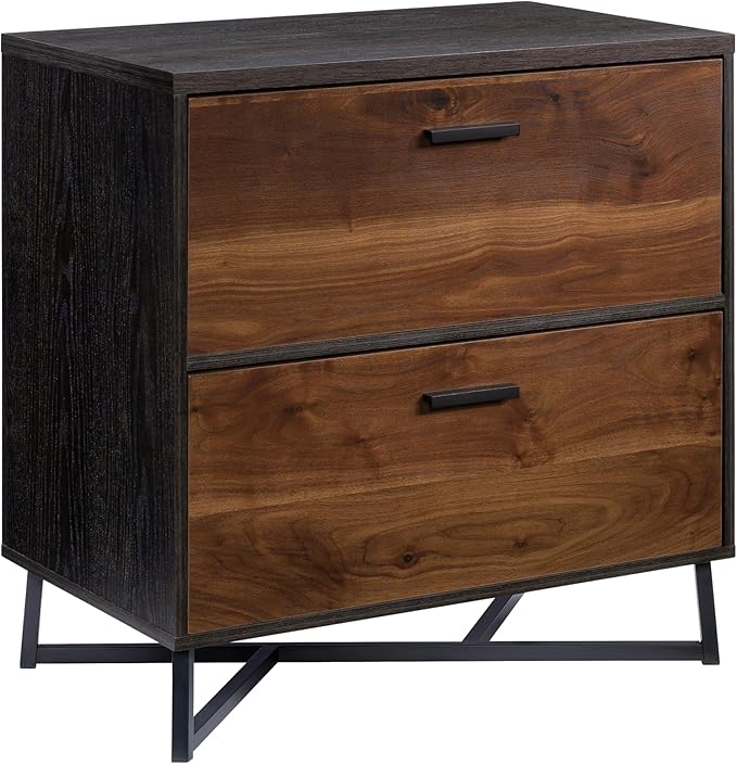 2 Drawer Small Lateral File Cabinet with Lock Under Desk Locking Storage Drawers Organizer for HomeOffice Filing CabinetsModern FurnitureDarkWalnut