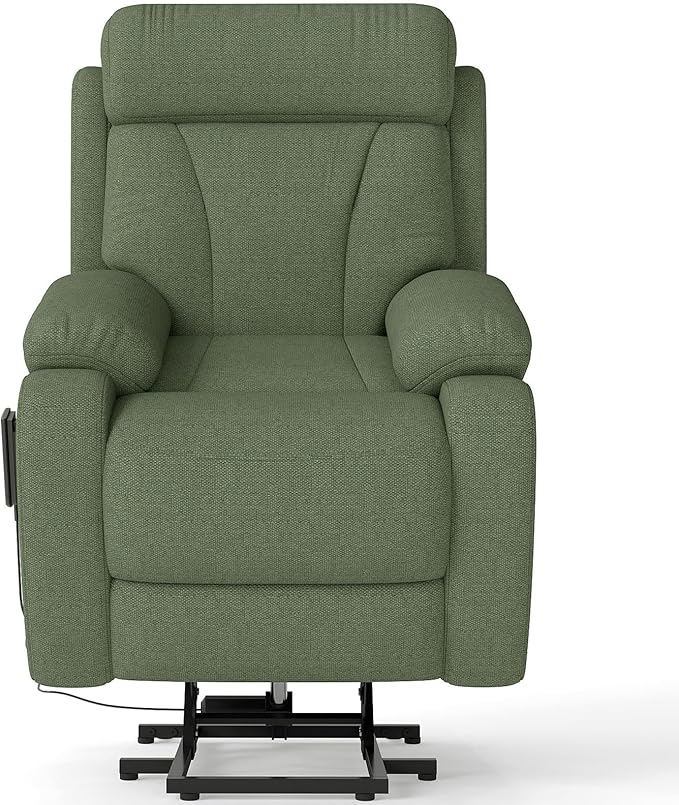 cinkehome Small Power Lift Recliner for Elderly Lift Chair Recliners Electric Recliner Chairs for Seniors Remote Control Adjustable Side Pocket (Green)